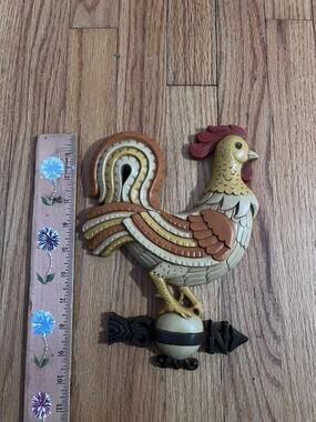 Vintage Burwood Rooster Wall Plaque 1976, Farmhouse Kitchen Wall Decor